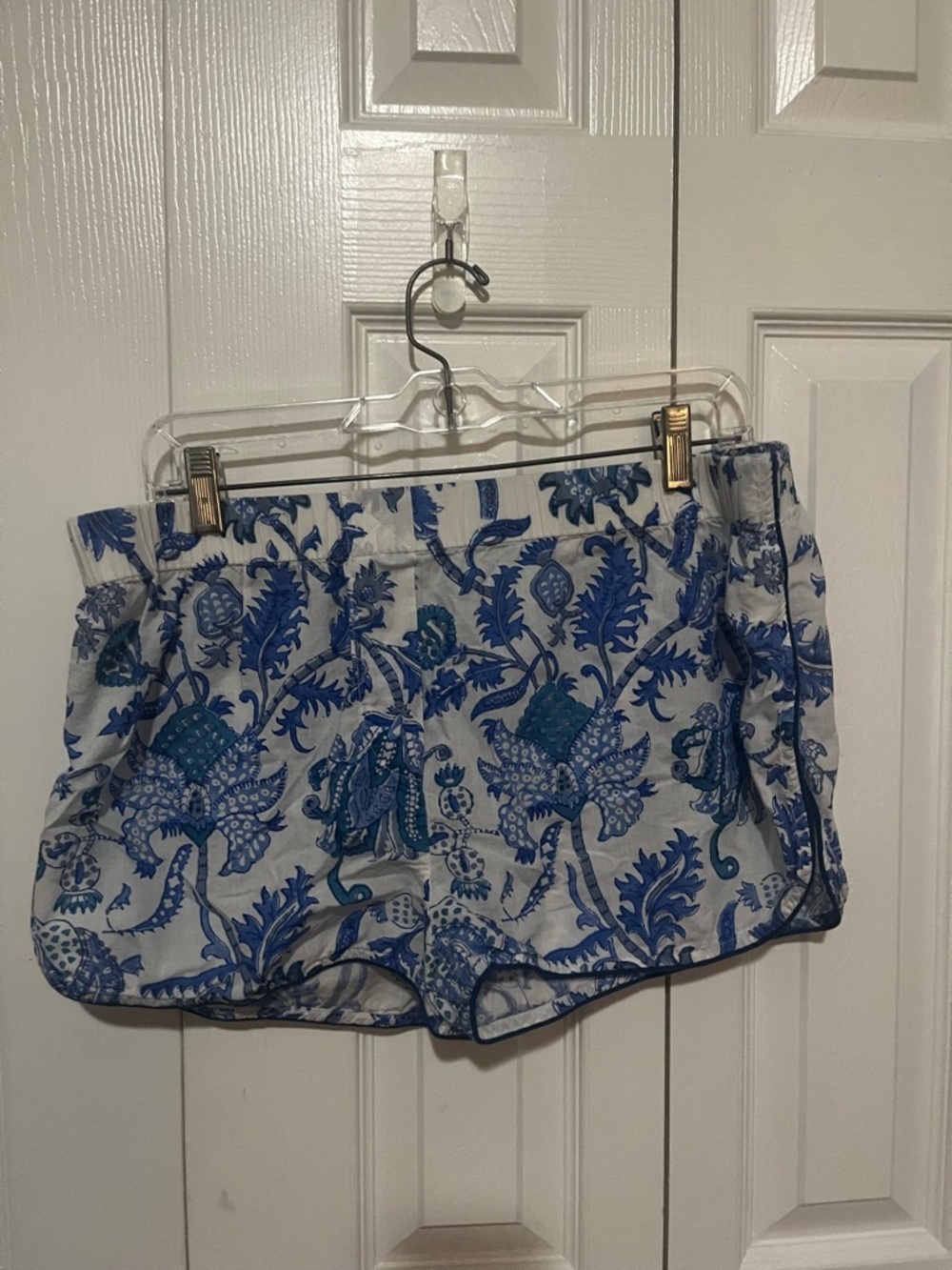 Roller Rabbit Leaf Print Lounge Pajama Short Blue/White Size Medium